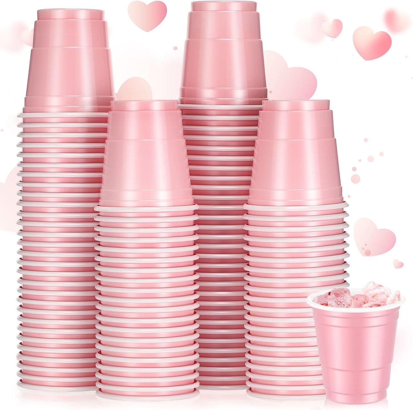 Roshtia 100 Pack 2 oz Plastic Shot Cups, Mini Disposable Shot Glasses 2 oz Wedding Party Cups for Bridal Shower Wedding Party, Beer Taste Serving, Snacks(Black, Gold)