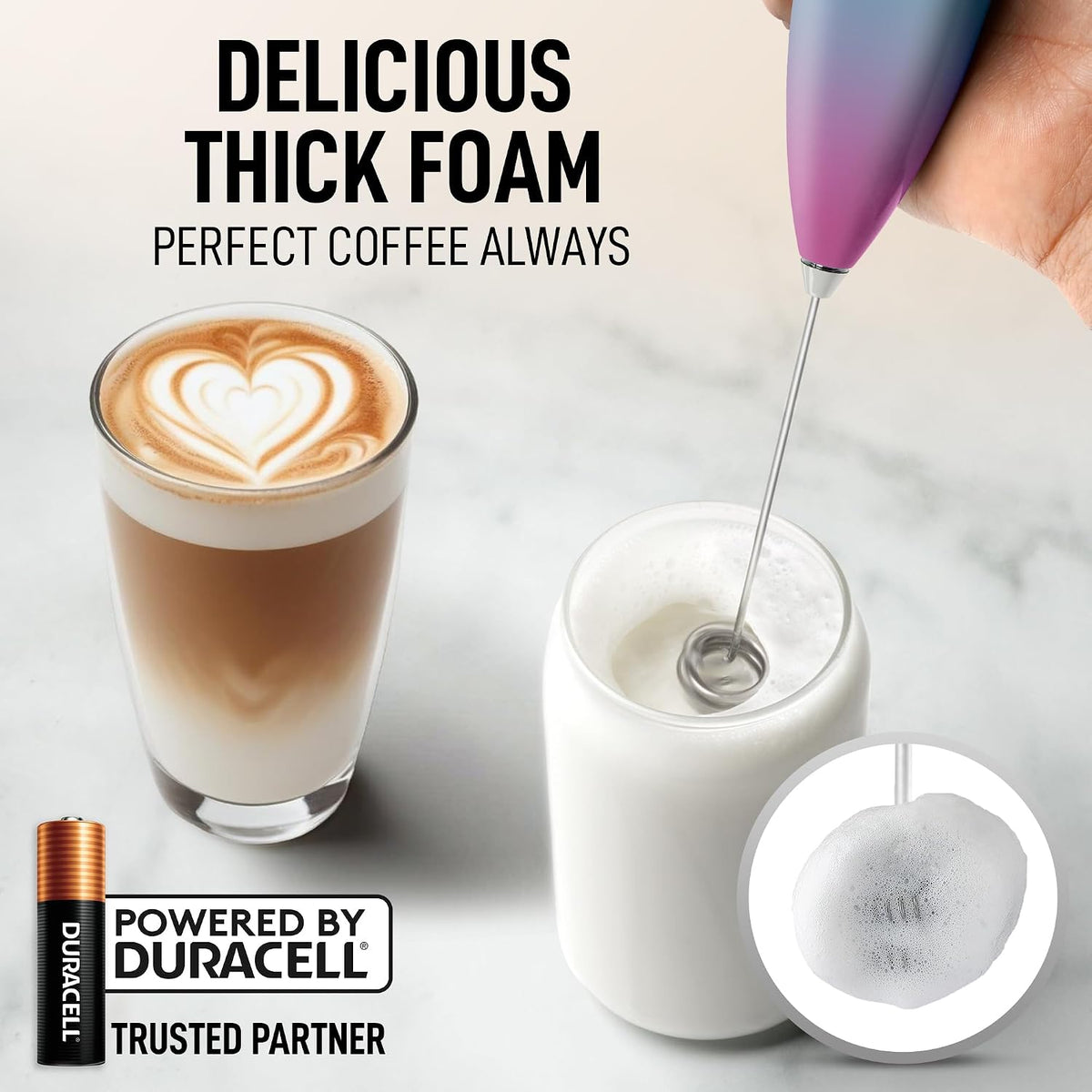 Zulay Kitchen Rechargeable Milk Frother Handheld - Frother Wand, Drink Mixer, Electric Whisk Frother, for Cappuccinos, Matcha & Protein Powder - Dynamic 3 Whisk, 3 Speed 500mAh Black - Colors B