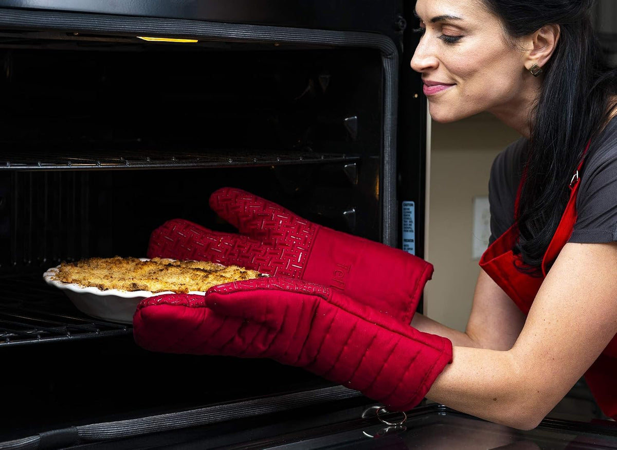 Xlnt Extra Long Oven Mitts (Black) | Teflon EcoElite Water Repellent | Heat Resistant for Oven Cooking, Grill & BBQ | Non Slip Gloves with Teflon EcoElite Finish, Cotton Lining & Hanging Loop