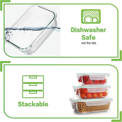 TYKOON AISOON 16 Pcs (pack of 8) Glass Food Storage Containers with Lids, Meal Prep Containers,Leak Proof, Dishwasher Safe Glass Food,Oven/Microwave/Freezer Safe((8 Lids & 8 Containers)