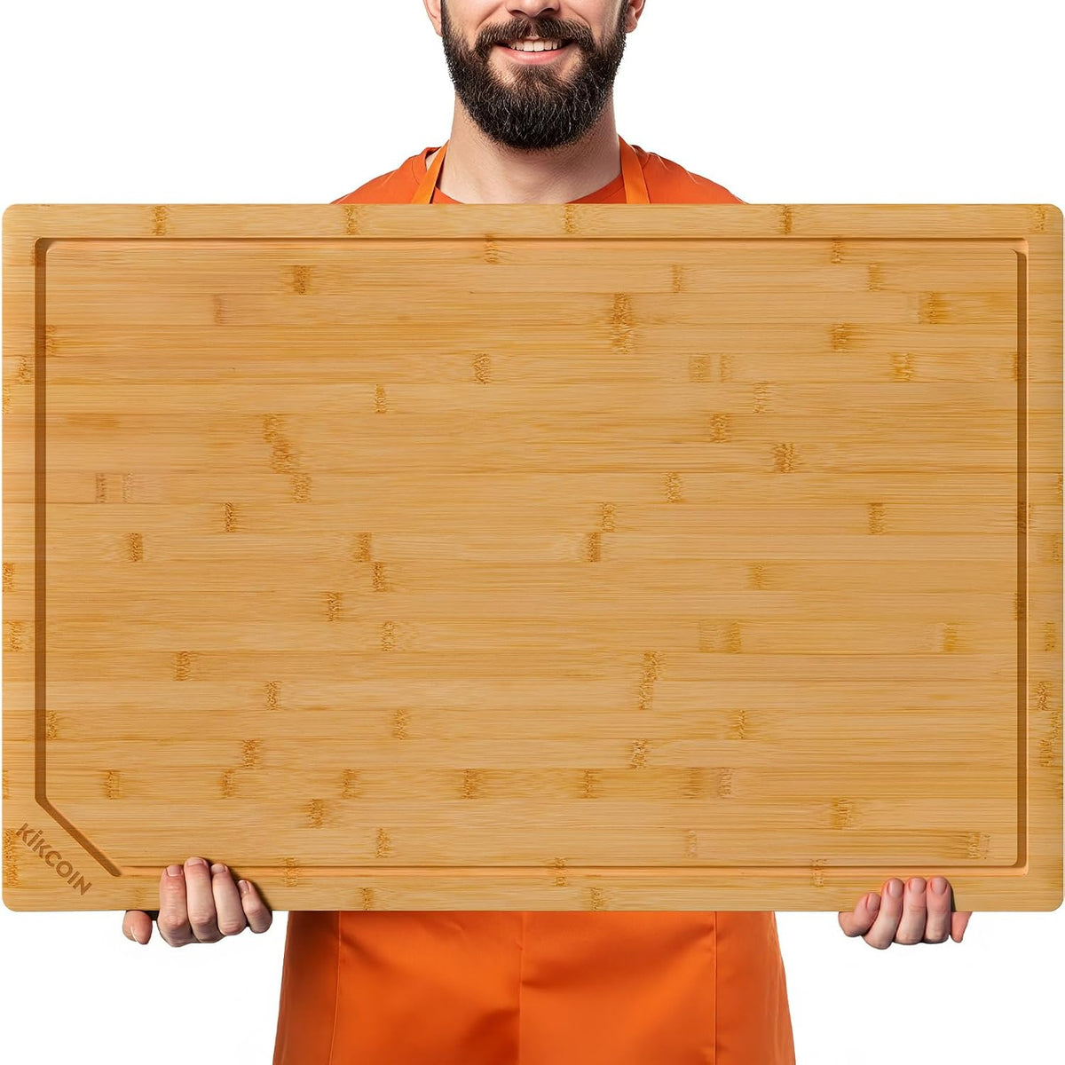 Kikcoin 17"×11" Bamboo Cutting Boards for Kitchen, Knife-Friendly Food Grade Wooden Cutting Boards for Kitchen, Charcuterie, Extra Large Chopping Boards with Deep Juice Groove, Reversible, Natural