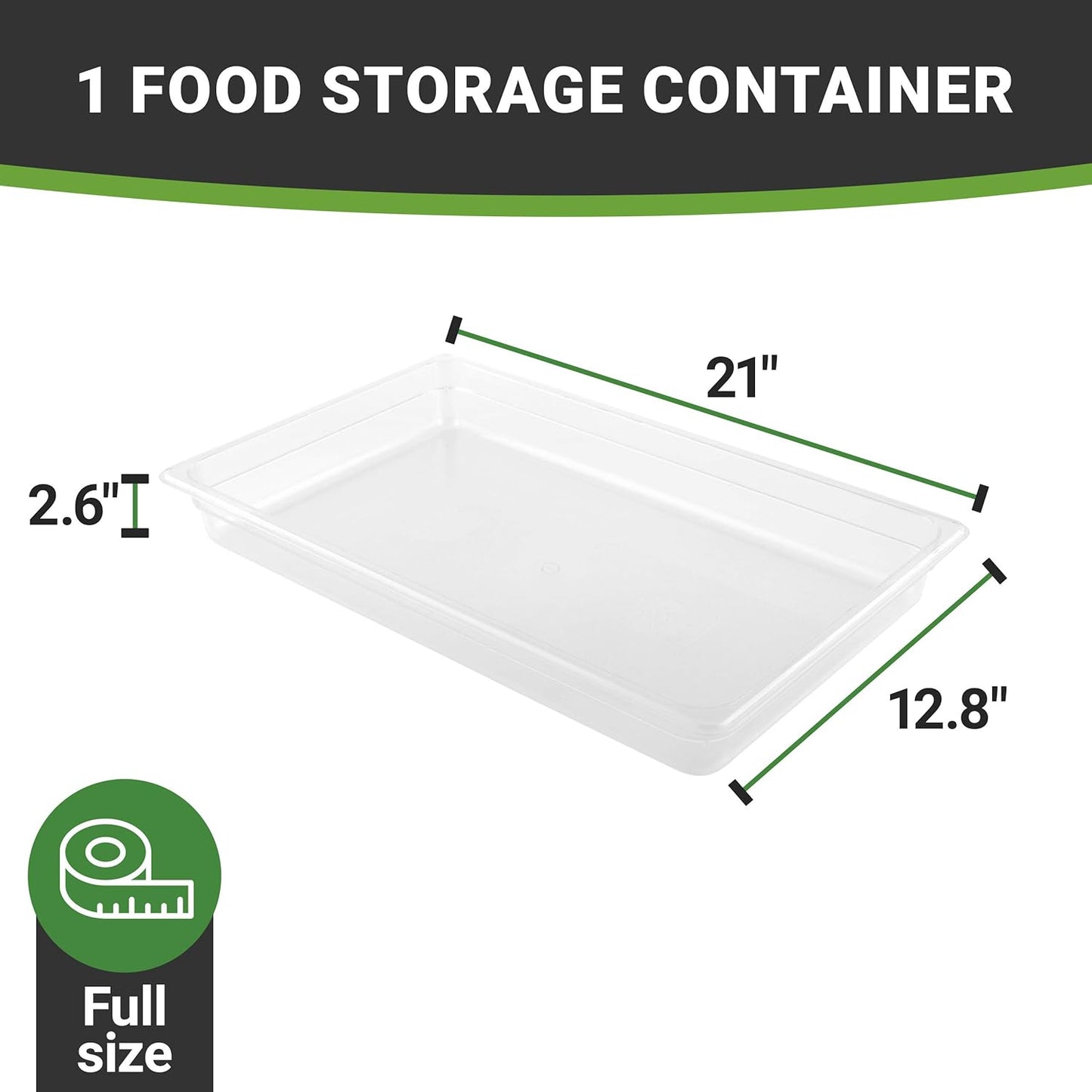 Restaurantware-2.5 Inch Deep Food Pans, 1 1/6 Size Commercial Food Storage Container - Freezable, Break-Resistant, Clear Plastic Cold Pans, Dishwashable, For Kitchens, Restaurants, Or Cafeterias
