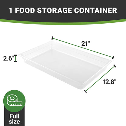 Restaurantware-2.5 Inch Deep Food Pans, 1 1/6 Size Commercial Food Storage Container - Freezable, Break-Resistant, Clear Plastic Cold Pans, Dishwashable, For Kitchens, Restaurants, Or Cafeterias