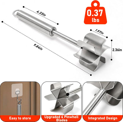TRELC 304 Stainless Steel Meat Masher, 6 Blade Ground Beef Chopper Tool