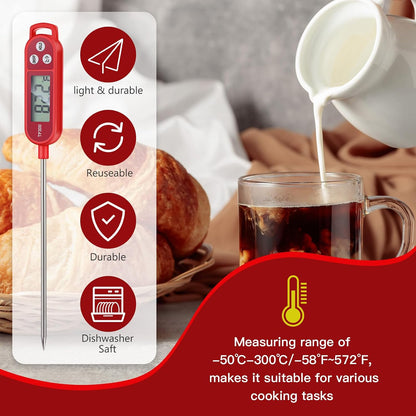 Copkim Food Thermometer Instant Read Probe BBQ,Red