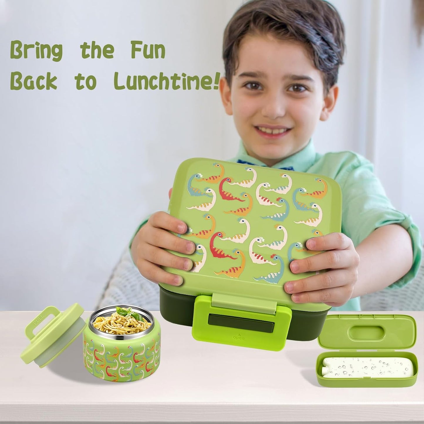 JXXM Bento Lunch Box for Kids With 8oz Soup thermo,Leak-proof Lunch Containers with 5 Compartment,thermo Food Jar and Lunch Bag, Food Containers for School (A-Blue(Extreme Locomotive))