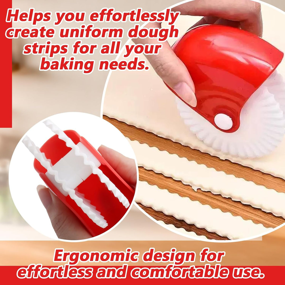 2-Pack Pastry Wheel Cutter Set, Pie Crust Crimper for Dough Cutting