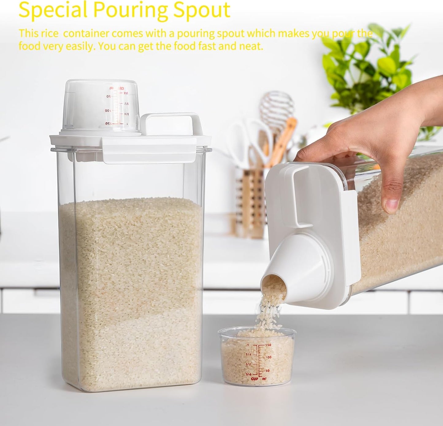 FrutPunch Rice Container,Rice Storage Container,3-5 Lbs Tcereal Storage Container,Suitable for Home Kitchen Rice, Soybean Food Storage,Pet Food Storage Containers (2.3, Liters)