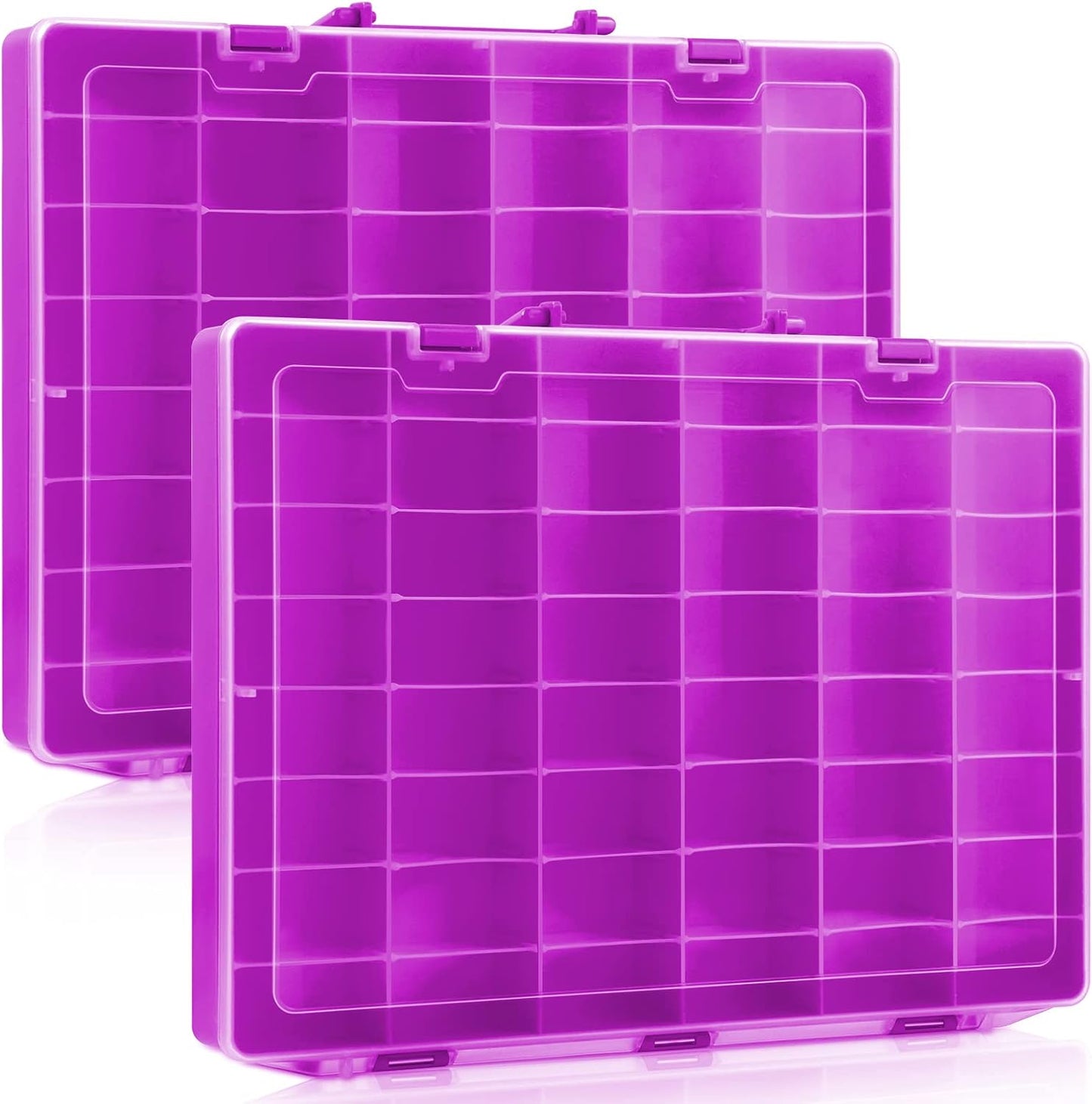Juexica 2 Pcs Large 48 Grids Plastic Storage Bead Organizer Box, Tackle Box, Compartment Organizer Container with Adjustable Dividers for Jewelry Art Crafts Toys Screw Small Parts(Clear)