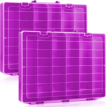 Juexica 2 Pcs Large 48 Grids Plastic Storage Bead Organizer Box, Tackle Box, Compartment Organizer Container with Adjustable Dividers for Jewelry Art Crafts Toys Screw Small Parts(Clear)