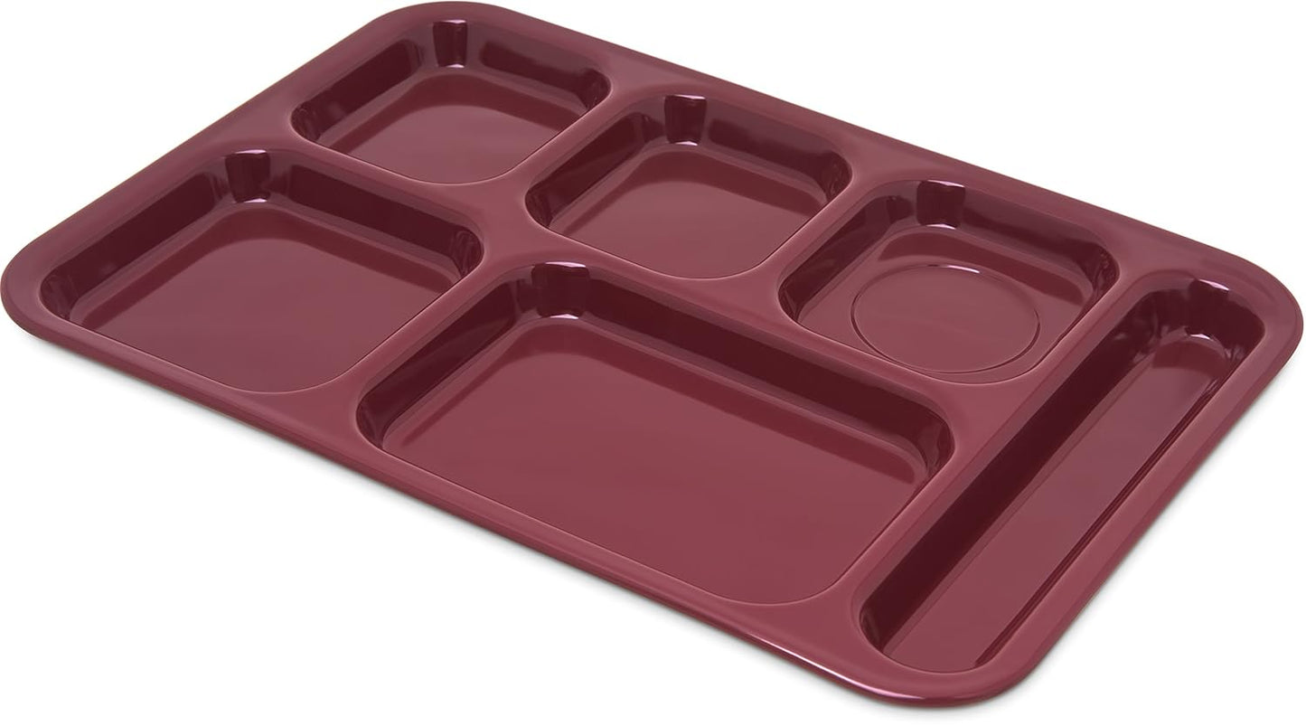 Carlisle FoodService Products Melamine Lunch Tray with 4 Compartments, Right Handed Cafeteria Tray with Divided Compartments for Food, 10" x 9.75", Dark Blue