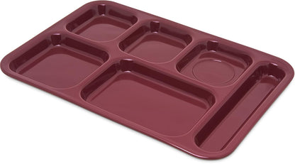 Carlisle FoodService Products Melamine Lunch Tray with 4 Compartments, Right Handed Cafeteria Tray with Divided Compartments for Food, 10" x 9.75", Dark Blue