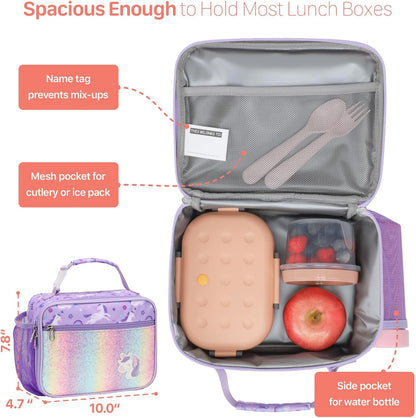 Kids Lunch Bag Boys - Insulated Kids Lunch Box Reusable Lunchbox with Water Bottle Holder Toddler Lunch Tote Bag for School Daycare, Black Dino Fossil