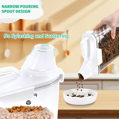 Dog Food Storage Container, Pet Food Storage Containers with Airtight Pour Spout, Cat Food Container with Measuring Cups, Portable Travel Pet Food Container for Dogs, Cats, Birds（Green）