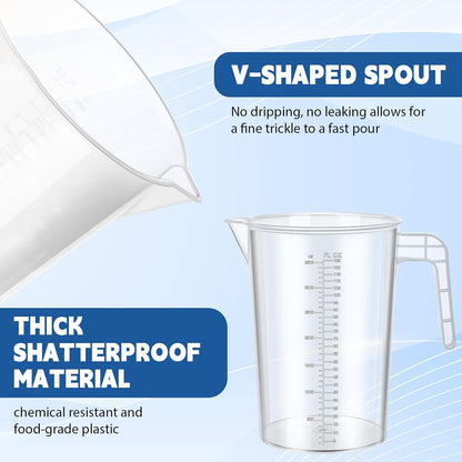 6 Pack 2 Liters/2000 ml Plastic Measuring Pitchers Graduated