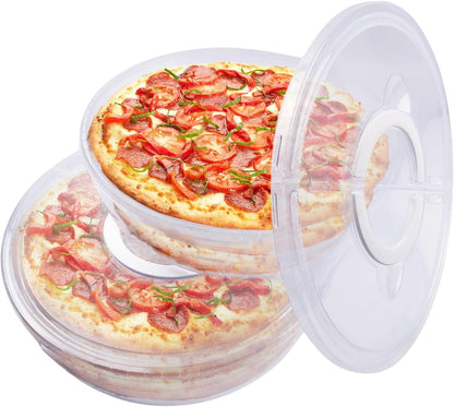FMOACEN 11.5 Inch Clear Pie Containers With Lids and Handle Round Pie Carrier Reusable 2 Compartments Pizza box Leftover Pizza Keeper for Food Cake Cheesecake Tortilla Pastry