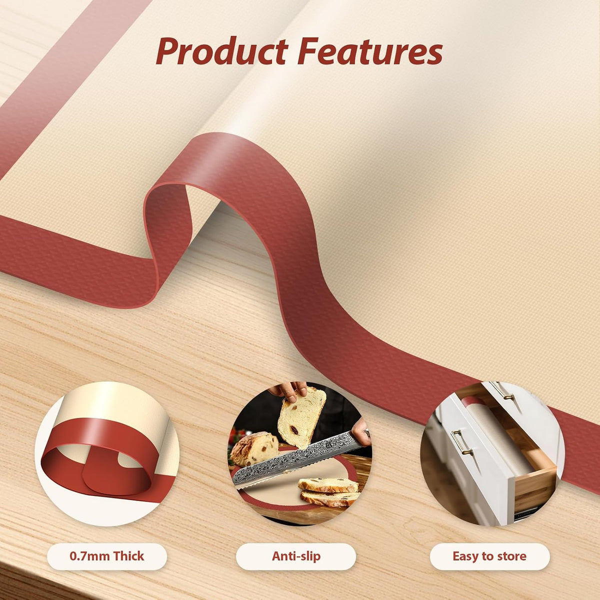 Silicone Baking Mat, Nonstick & Reusable