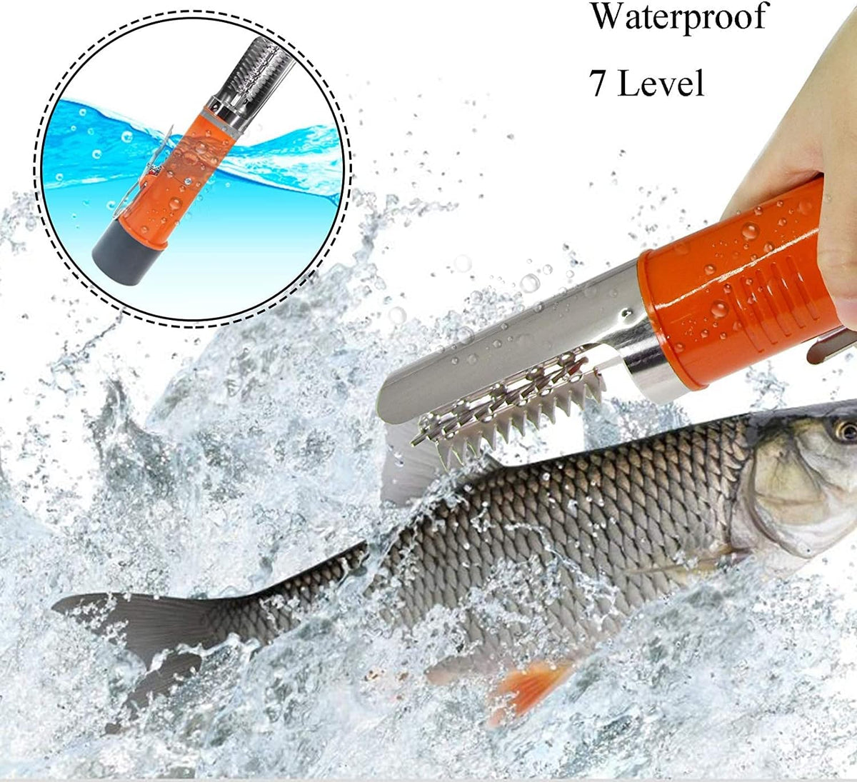 Electric Fish Scaler Remover, Waterproof with Stainless Steel Blades