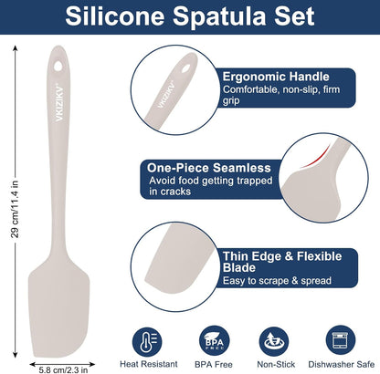 4 Pcs Silicone Spatula Set, 11.4 In, 600°F Heat Resistant Rubber Spatulas for Baking, Cooking & Mixing, Flexible and Non-Stick Kitchen Utensils, Seamless & Dishwasher Safe (Multicolor)