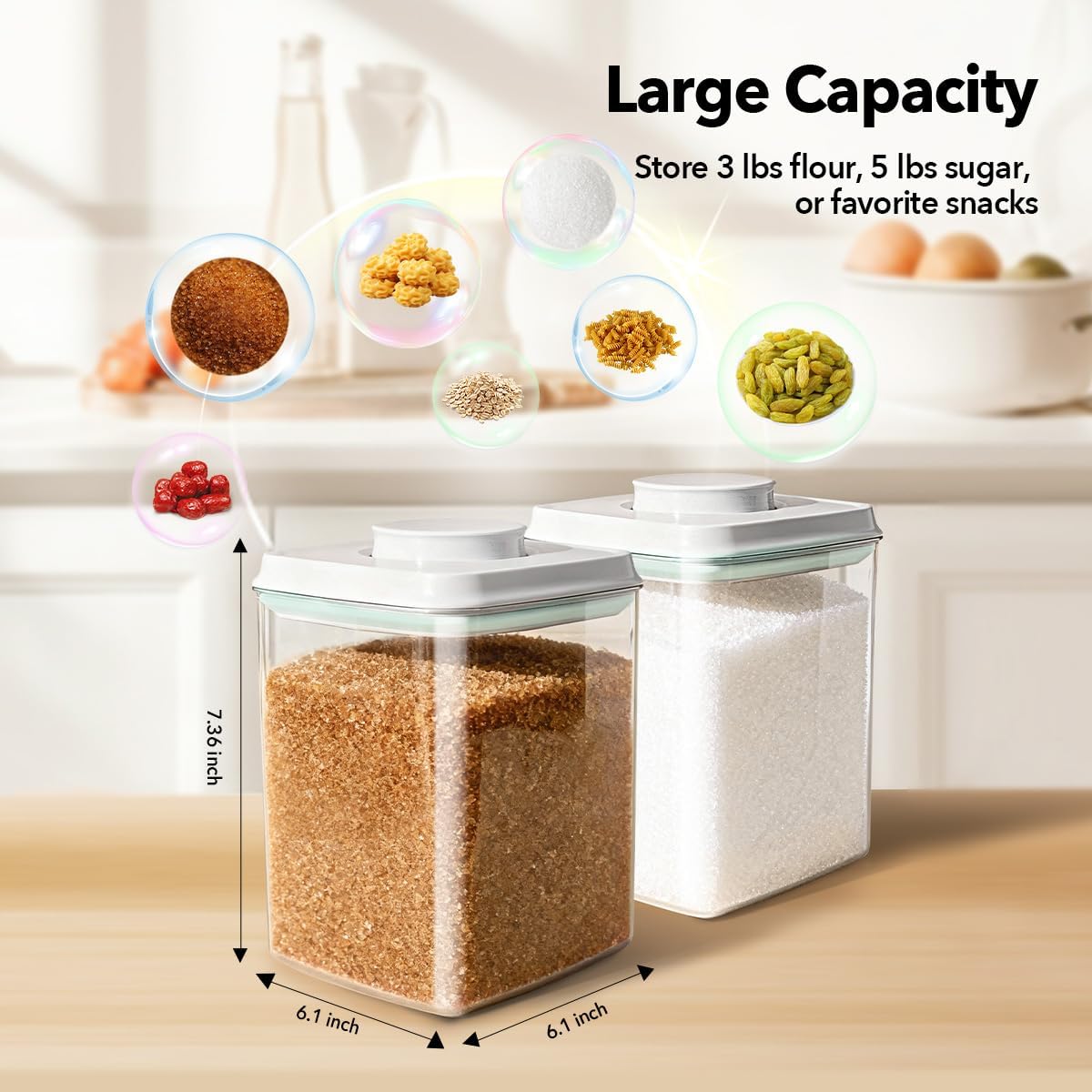 Ankou Airtight Container Set - (380ml 4 Pcs) Stackable One Button Openning Food Containers for Snacks Candy Salt Herbs Spices BPA-Free Tranparent (0.32 QT * 4)