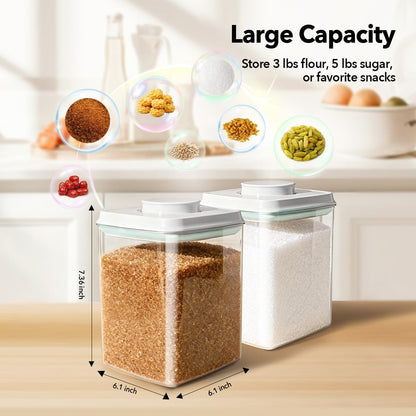 Ankou Airtight Container Set - (380ml 4 Pcs) Stackable One Button Openning Food Containers for Snacks Candy Salt Herbs Spices BPA-Free Tranparent (0.32 QT * 4)