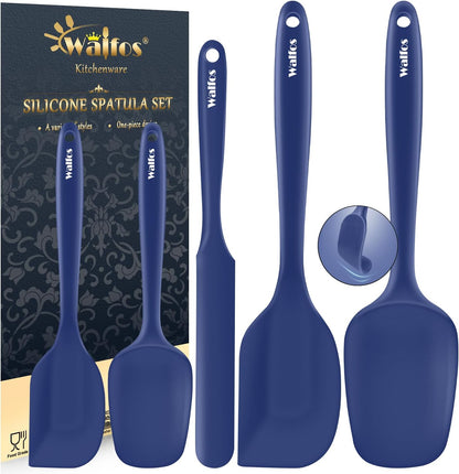 Walfos 600°F High Heat Resistant Silicone Spatula Set of 5- Food Grade Rubber Spatula Set for Baking Cooking & Mixing - BPA Free, Non Stick and Dishwasher Safe,black