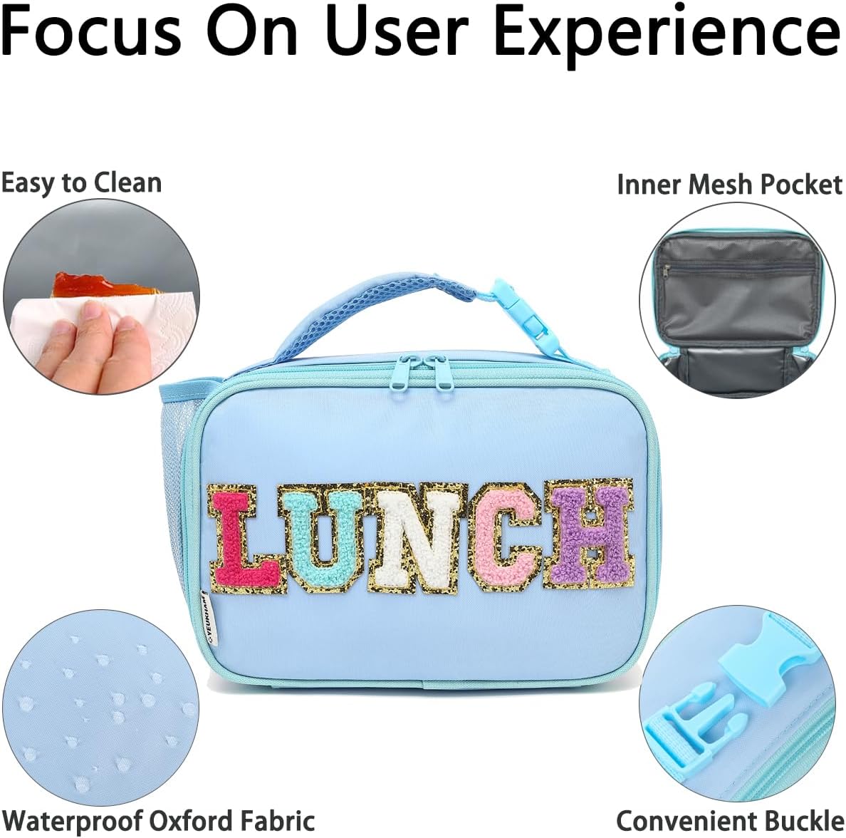 GYEUKHAM Insulated Lunch Box for School, Thermal Reusable Durable Freezable Lunch Bags for Kids Boys Girls Men Women - Small Soft Cooler Portable Lunch Tote Kit for Work Picnic Travel,Black