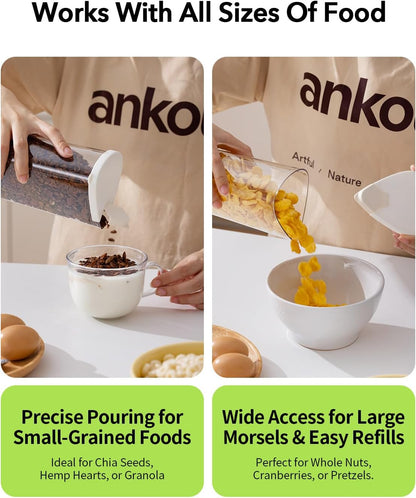 Ankou Food Storage Container Sets, 2.8 Qt *2+ 4.2 Qt *4 Airtight Canisters with Lids and 130ml Scoop, BPA-Free Plastic Pantry Containers for Flour, Sugar, Rice