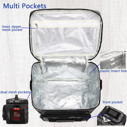 FlowFly Lunch Bag, Insulated Cooler, Thermal Lunch Box Tote with MOLLE/PALS Webbing, Adjustable Padded Shoulder Strap, for Tactical Men Women Adults and Boys Girls Kids (Cyan, Medium)