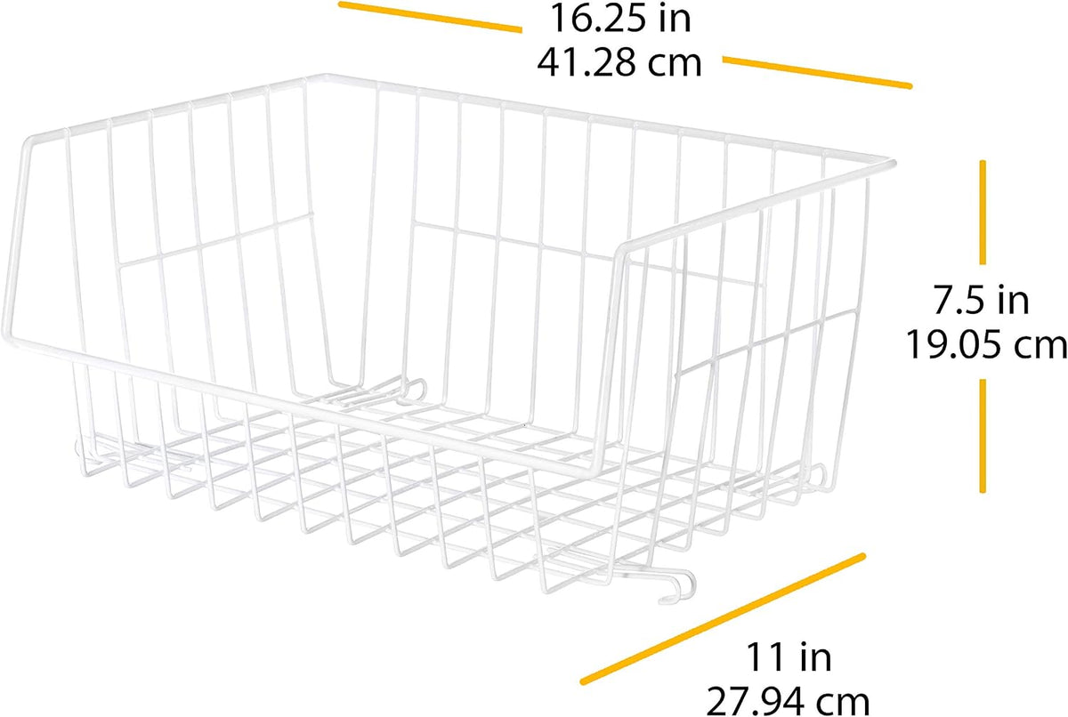 Whitmor Wire Stackable Basket, White