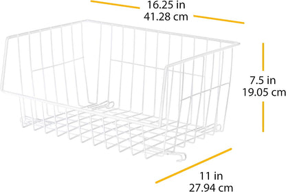 Whitmor Wire Stackable Basket, White