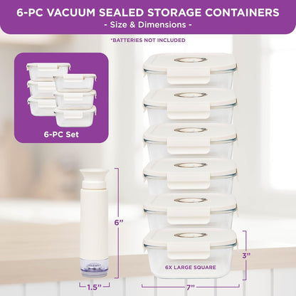 HOLDN’ STORAGE Vacuum Food Storage Containers, Set of 8 Glass Containers & Electronic Pump - Keep Food Fresh Longer, BPA-Free Glass, Leak-Proof, Ideal for Meal Prep, Marinating