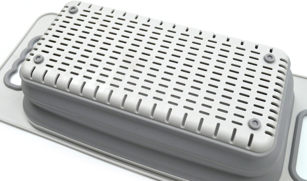 SAMMART 2.6L (0.68 gallon) Set of 2 Over The Sink Rectangular Colander (2, Grey)