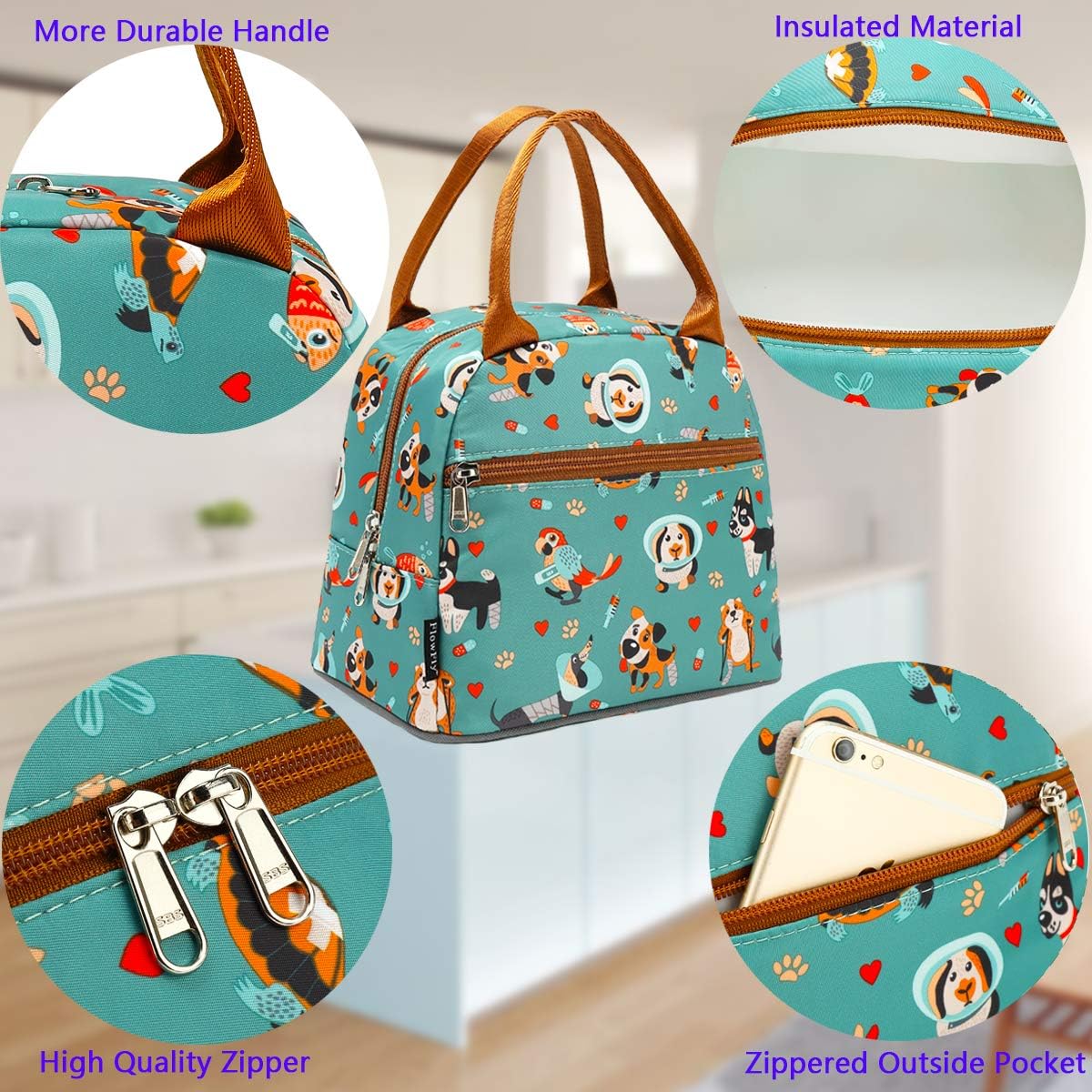 FlowFly Insulated Lunch Cooler Bag - Tote Bag Organizer for Women/Men, Black - Colors A
