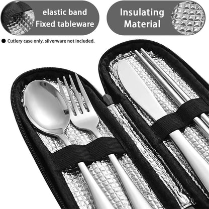 Travel Cutlery Set with Case for Kids Portable Utensil Case Reusable Silverware Pouch for School Travel Lunch Capybara Flower