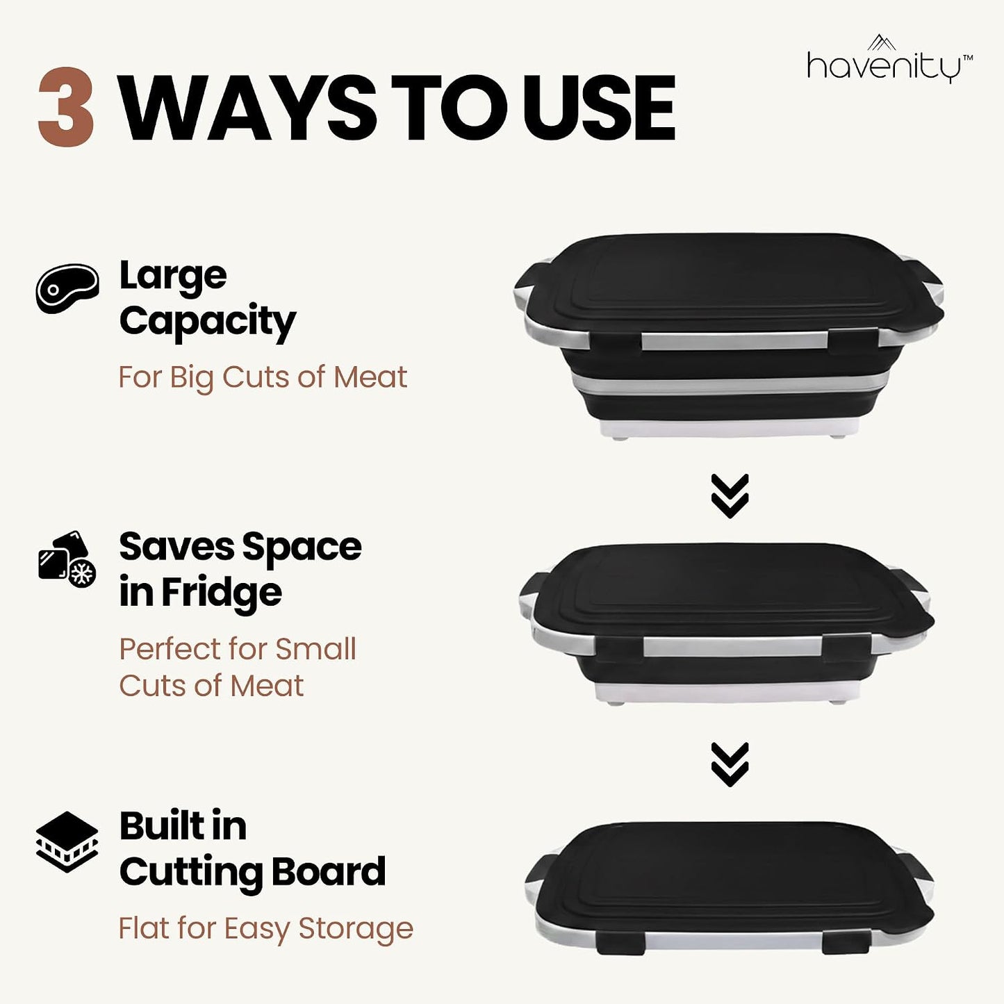 BBQ Prep Tub 2 Pack (8L+8L) - Multifunctional Collapsible Camping Cutting Board with Upgraded Locking Lid, Meal Prep Meat Storage Container Perfect for Grilling, Outdoor Cooking (Large x 2)
