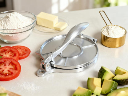 6.5 Inch Manual Aluminum Tortilla Press, Dough Press Maker for Flour Tortillas, Roti, Burritos, Dumpling & Mexican Flatbreads, Easy Operation for Home Kitchen and Restaurant