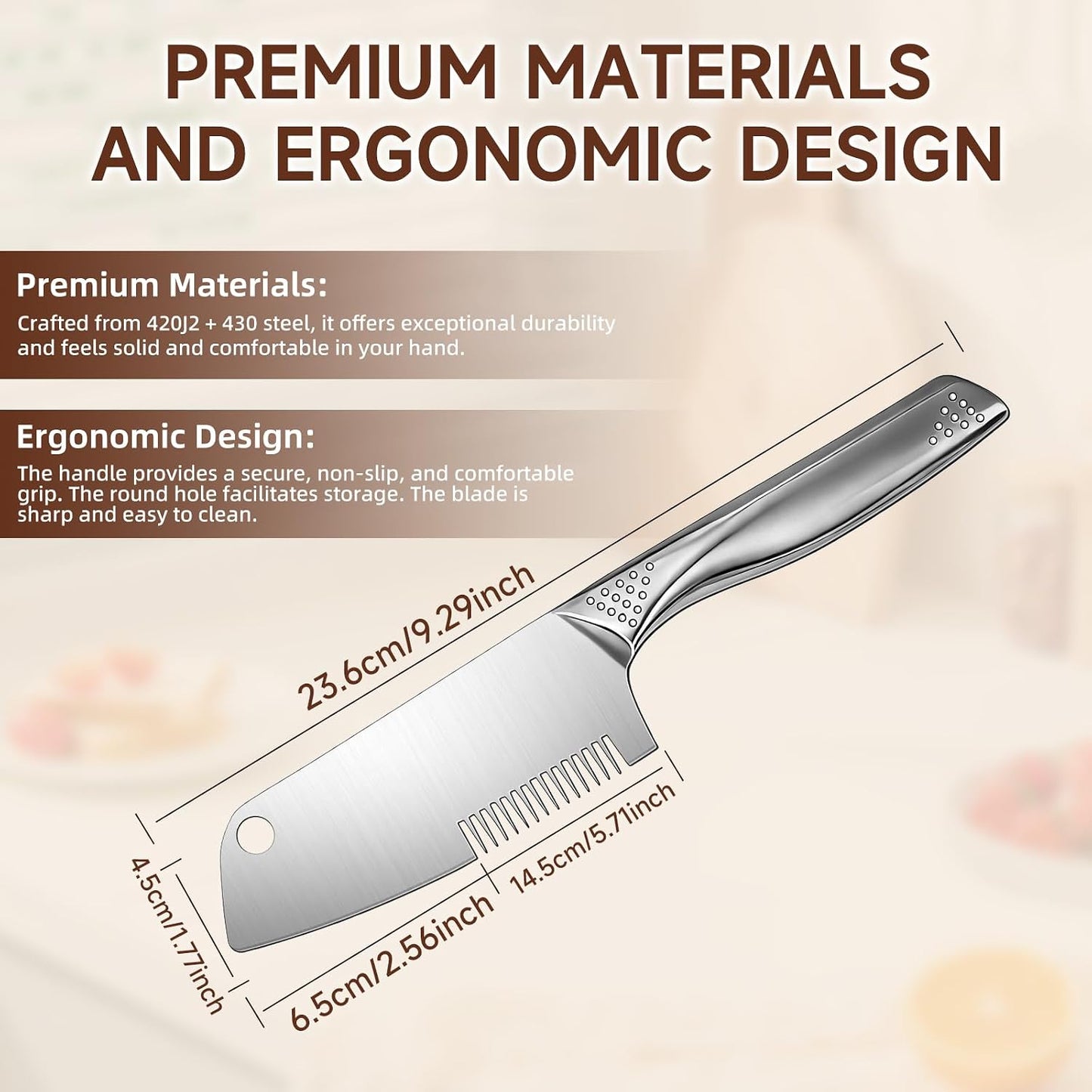 Stainless Steel Multi-Purpose Julienne Knife, 2-in-1 Green Onion Cutter&Vegetable Slicer, Precision Julienne Blade for Scallion Shredder, Ergonomic Kitchen Shredder Tool with Hanging Hole (2)