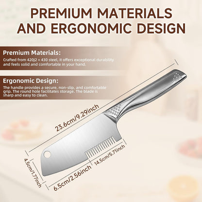 Stainless Steel Scallion Cutter, 2-in-1 Julienne Shredder | Precision julienne blade, ergonomic handle, scallion & green onion shredder, hanging hole