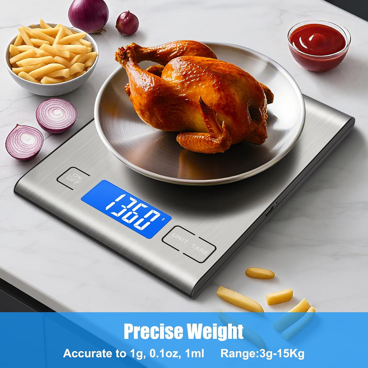 33lb Rechargeable Food Scale, Diyife 304 Stainless Steel Kitchen Scale