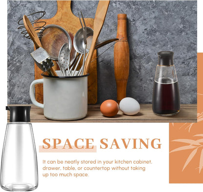 Glass Soy Sauce Dispenser Bottles, 9.6 oz Oil Cruet, Black