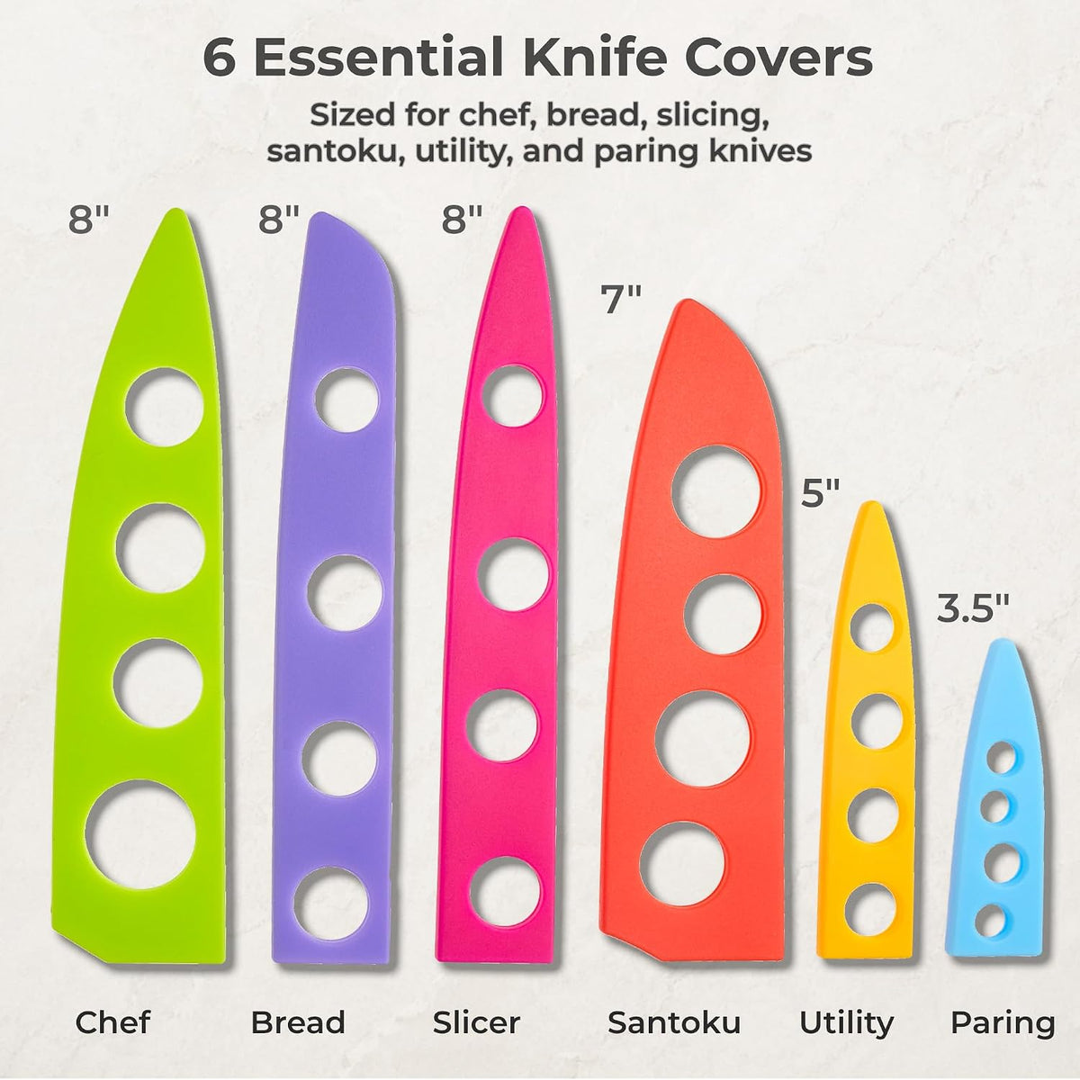 CHEF'S VISION Landscape BladeKeepers, 6 Color-Matched Knife Blade Covers