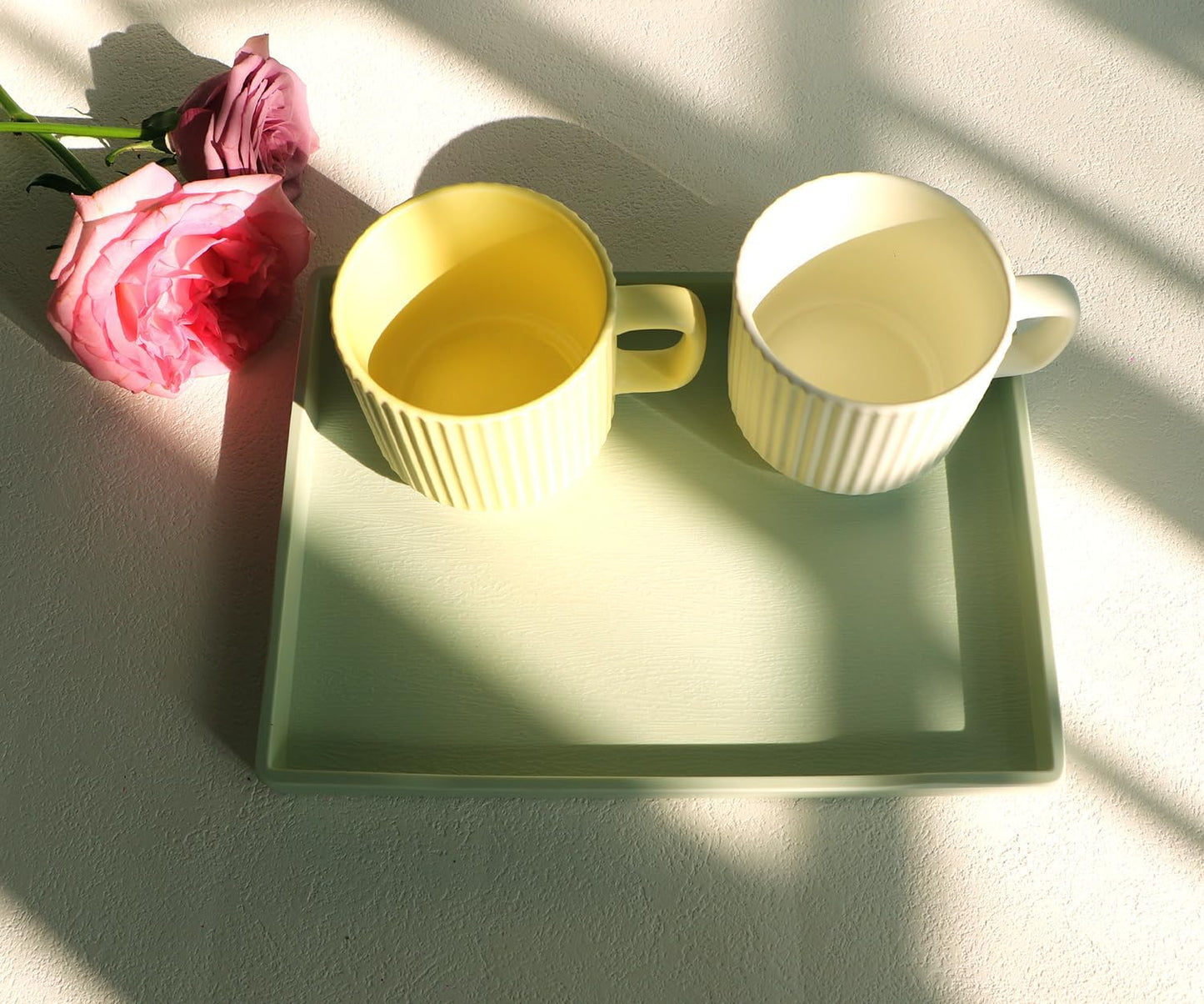 White Serving Tray (13.5 x 9.6 inch) for Serving Accessory, Elegant & Stackable Plastic Tray for Spa, Coffee, Drinks, Tea, Bar, Party, Seasoning, Perfume and Display Use.