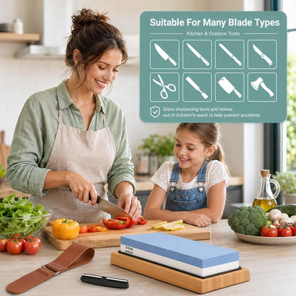 Knife Sharpening Stone Set, 1000/6000 Grit Dual-Sided Whetstone