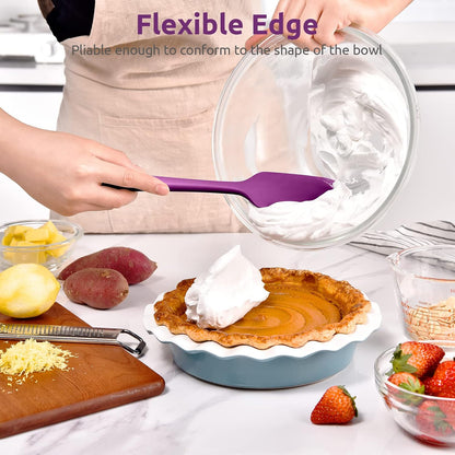 Heat Resistant Silicone Spatula Set: U-Taste 600ºF High Temp Seamless Food Grade Utensil, Flexible Rubber Silicon Kitchen Cooking Mixing Baking Scraper for Nonstick Cookware Set of 4 (Aqua Sky)