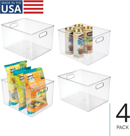 iDesign Storage Bin with Handles, 12" x 10" x 8", Clear | For Kitchen, Pantry, Cabinet, Nursery, Crafts