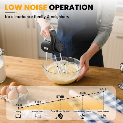5-Speed Small Hand Mixer Electric, 300W Compact Portable, Black