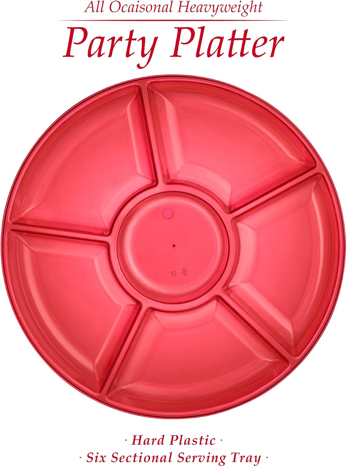 Plasticpro 6 Sectional Round Plastic Serving Tray/Platter (4, Clear)
