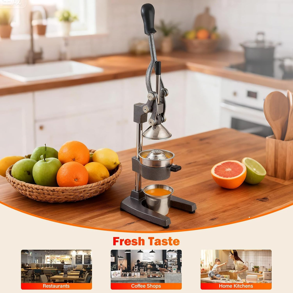 Manual Cast Iron Juicer, Gray Lemon Citrus Squeezer