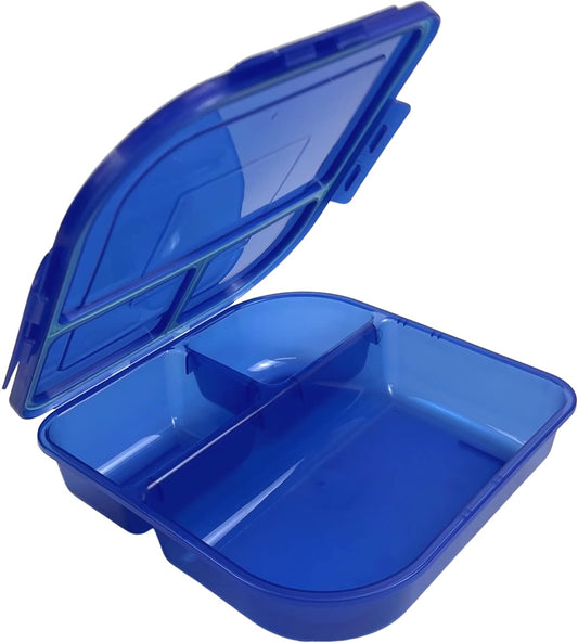 Large To-Go 3-Compartment Food Container, 9-3/8" X 9-3/8" X 2-1/2", Reusable, Microwave Safe, Smoke/Red